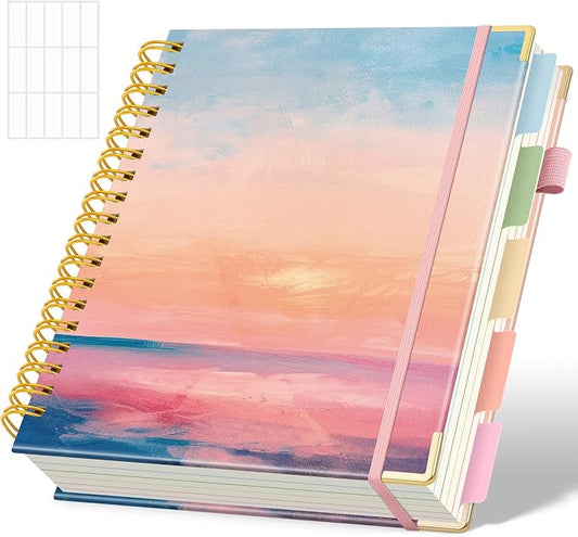 SKYDUE Sprial Notebook With Dividers Tabs, 5 Subject Notebook College Ruled