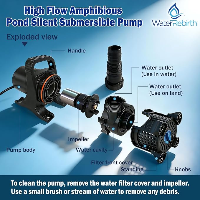 Pond Pump, 5500GPH 325W Adjustable Flow Submersible Water Pump 18.7ft Max Lift, Copper Motor IPX8 Waterproof for Koi Pond, Waterfall, Fountain, Irrigation & Drainage