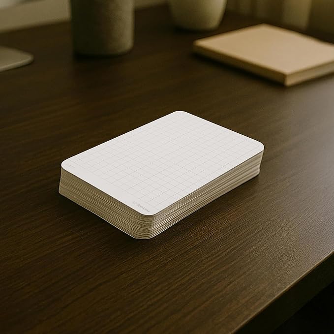 Notsu Graph Grid Index Cards 3x5 inch, 40 ct | Thick Graphing Note Cards w/Rounded Corners | Premium Heavy Duty Paper 350 gsm