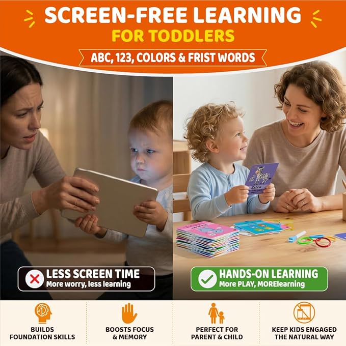 STUDYKEY ABC Flash Cards for Toddlers 1-3–First Words, Alphabet Flashcards, Animal, Color, Number, Shape, Large phonics baby Learning Cards for Toddler 1-3 Montessori style Preschool, Kindergarten toy