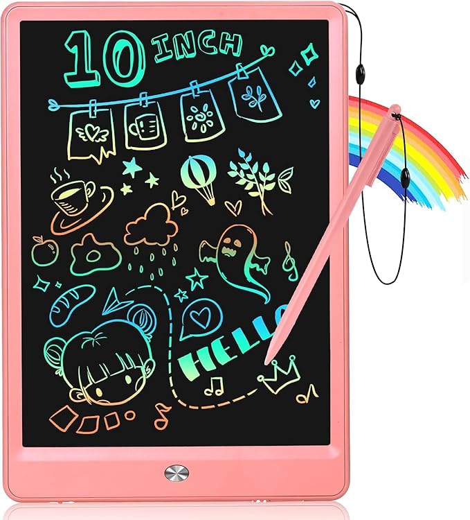 EooCoo LCD Writing Tablet for Kids, Road Trip Essentials 10 Inch Kids Drawing Pad, No Mess Coloring Books for Toddler, Travel Toys Car Airplane Activities, Birthday Gifts for 3-8 Years Old Girls Boys