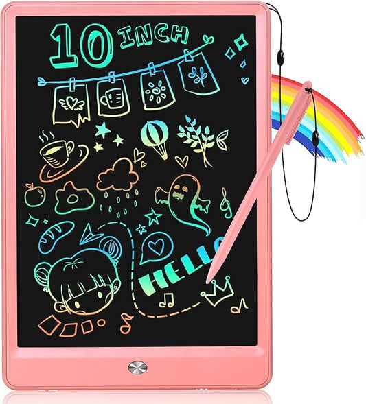 EooCoo LCD Writing Tablet for Kids, Road Trip Essentials 10 Inch Kids Drawing Pad, No Mess Coloring Books for Toddler, Travel Toys Car Airplane Activities, Birthday Gifts for 3-8 Years Old Girls Boys