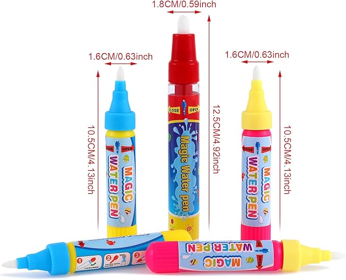 Outus 12 Pcs Water Drawing Doodle Pens, Replacement Water Markers Pens for Book Doodle Mat
