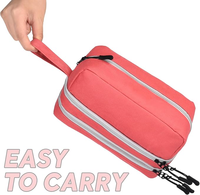 Genteen Large Capacity Pencil Case,Multifunction Pencil Pouch,Pencil Bags with Zipper 3 Compartments Pencil case organizer for or School Teen Girl Boy Men Women（Pink）