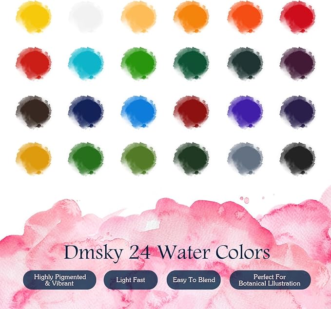 Watercolor Workbook for Beginners,18 Floral Water Coloring Book with 2 Frame,Relaxing & Easy to Paint Water Coloring Book with 24 Colors-Perfect for Gifting to Creativity & Joy for Adults