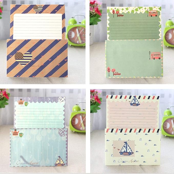 SCStyle 48Pcs Stationery set-32 Cute Lovely Kawaii Special Design Writing Stationery Paper with 16 pcs Envelopes