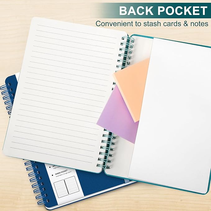 Lined Spiral Journal Notebook with 160 Pages, 8×5.7in, A5 Spiral Notebook, Journaling Notebooks for Work, School, Women, Men, College Ruled Spiral Notebook, Hardcover Leather Journals, Turquoise