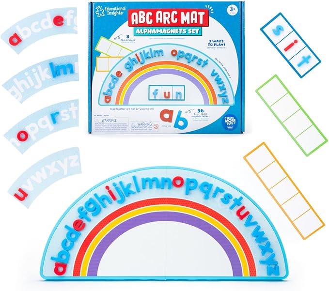 Educational Insights ABC Arc Mat AlphaMagnets Set - Magnetic Letter Board, Toddler Alphabet Magnets, Magnetic Letters and Numbers, ABC Learning Toys for Kids Ages 3-5, Spelling Toys, Alphabet Arc