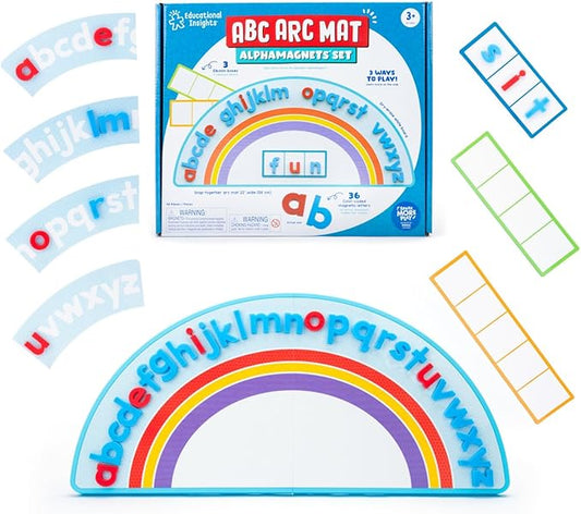 Educational Insights ABC Arc Mat AlphaMagnets Set - Magnetic Letter Board, Toddler Alphabet Magnets, Magnetic Letters and Numbers, ABC Learning Toys for Kids Ages 3-5, Spelling Toys, Alphabet Arc