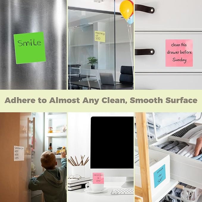 Mr-Label – 15-Pack 4"x4" Reusable Dry Erase Self-Sticky Notes – Multi Color Washable Post It Notes – Versatile Quick Memo Note Pads (5 Colors, 15pcs)