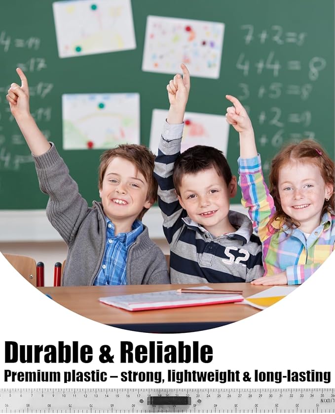 Magnetic Math 1m Ruler, Large Teaching Aids Classroom Math Geometry Tool Set Enhances Classroom Learning, Easily Mounts to Blackboard, Transparent