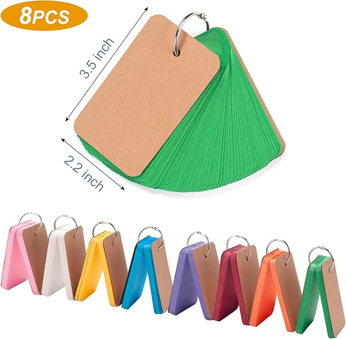 400 Pcs Index Cards, 2x3 Inches Colored Flash Cards with Ring, Lined Notecards Ruled Study Card Flashcards Heavy Note Cards for Studying, Learning, School, College
