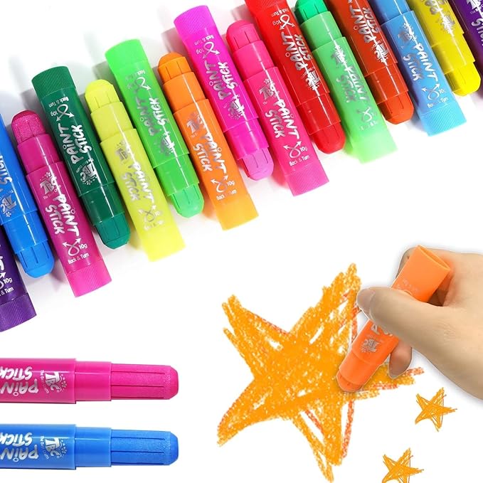 TBC The Best Crafts 24 Colors Mixed pack, Washable Paint, Non-toxic, Tempera Paint Sticks for Kids and Students