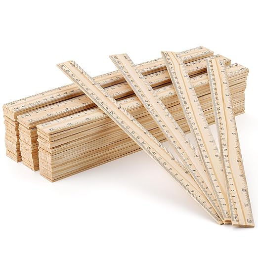 80 Pack Wooden Ruler 12 Inch, Rulers Bulk Wood Measuring Ruler for Students Teachers Classroom,2 Scale