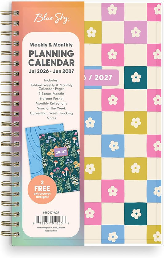 Blue Sky Gen Z 2026-2027 Weekly and Monthly Academic Year Planner Calendar, July 2026 - June 2027, 5" x 8", Flexible Interchangeable Cover, Wirebound, Laminated Tabs, Storage Pocket, Mayla