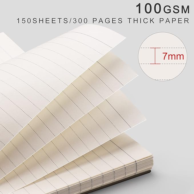 EMSHOI A4 Spiral Notebook, 11.2" X 8.27", College Ruled Lined Journal, 300 Pages/150 Sheets, Easy Tear Perforated Pages, 100gsm Thick Paper, Waterproof Softcover, for School Work Writing-Coffee