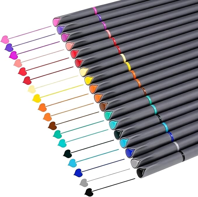 iBayam 18 Colors Fineliner Pens, 0.38mm Fine Tip Journal Planner Markers Office School Supplies for Bullet Journaling Scrapbook Notebook Writing Note Calendar Stationary Adult Coloring Fast-Dry Ink