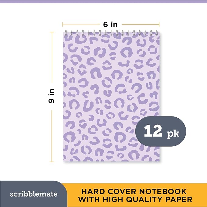 Steno Pads Spiral 6x9 Assorted Colors Notebooks for Work, 80 Sheets Top Spiral Notepad Stenographer Steno Books (12 Pack, Soft Colors)