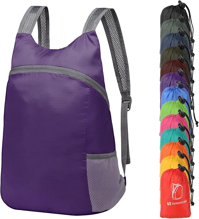 Ultra Lightweight Hiking-Daypack,Foldable Travel Packable Backpack | 20L Foldable Bag for Camping Cycling Outdoor,Day Pack for Men Women,Purple