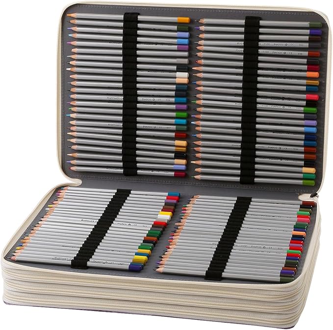Portable Colored 384 Slots Pencil case Organizer with Printing Pattern for Watercolor Pens or Markers, Pencil Case Organizer for Artist