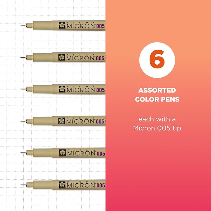 SAKURA Pigma 30064 Micron Blister Card Ink Pen Set, Colors may vary, 2-mm