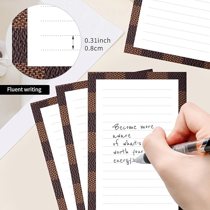 2 Pack Lined Sticky Notes 4x6 in, Cute Self-Stick Notepads with Lines, Large Memo Pads Strong Adhesive for Office, Home Luxury Plaid