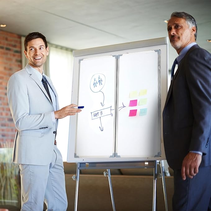AmazingSpark 36” x 24” Foldable Whiteboard Dry Erase Board Large Tri Folding Whiteboard Magnetic Dry Erase Board, Wall Aluminium Frame and Pen Tray for Office, Home