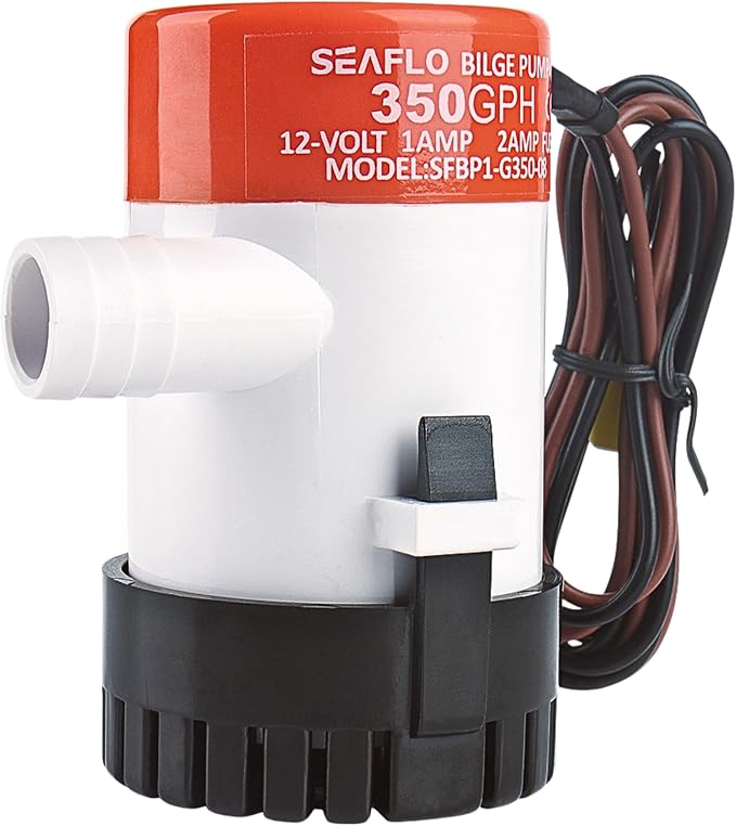SEAFLO 01 Series 350 GPH Bilge Pump – 12V, 3/4" Outlet, Marine Submersible Pump with Anti-Airlock Protection, CE & Rohs Certified, 4-Year Warranty | Reliable for Boats and Marine Applications