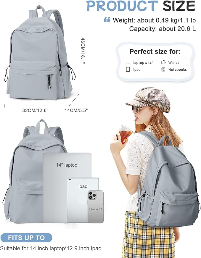 Blue Backpack for School, High School Bookbag Back Pack for Teens Girls Boys, Lightweight College Backpack Book Bag for Women Men, Simple Casual Daypack Backpack Mochilas Escolares para Adolescentes