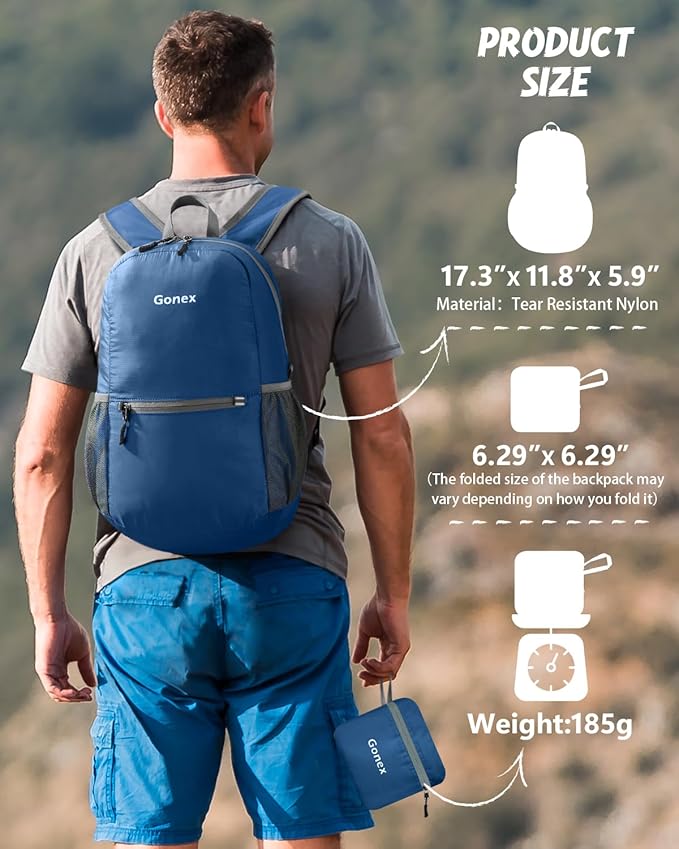 Gonex Ultra Lightweight Packable Backpack Daypack Handy Foldable Camping Outdoor Travel Cycling Backpacking