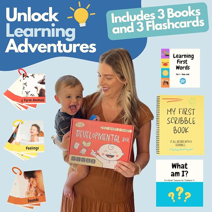Speech Therapy Materials & Learning Toys for 1-2 Year Old, Preschool Learning Activities with Phonic Baby Flash Cards for 12 to 18 Months, Montessori Toys, First Words & Board Books by Pidoko Kids