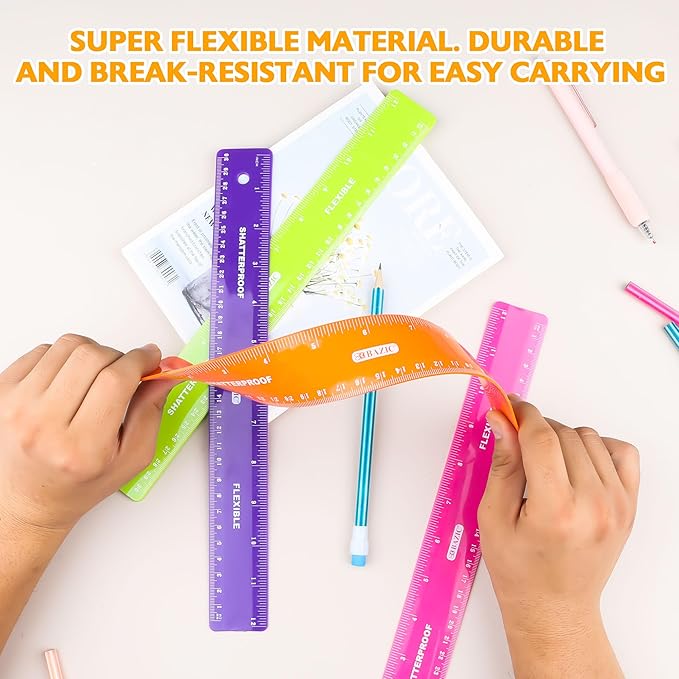 BAZIC Products Shatterproof Flexible Curve Ruler 12" (30cm), Inches Centimeter Metric Measuring Drafting Rulers, 288-Packs