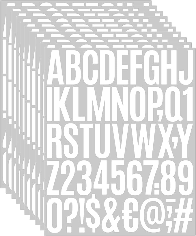 Letter Stickers 2 Inch, 8 Sheets Large Alphabet Stickers | Waterproof Vinyl Letter Decals, Self Adhesive Letters for Mailbox, Address Sign, Business Window, Storage (White)