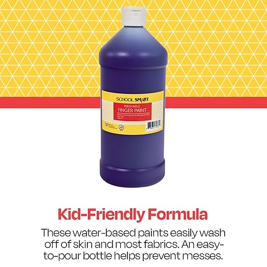 School Smart Washable Finger Paint, Purple, 1 Quart Bottle