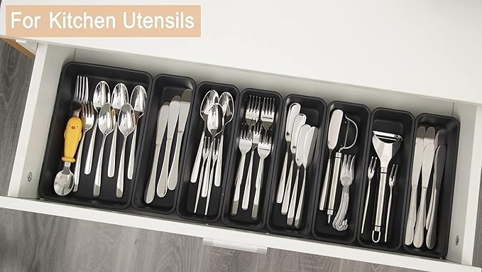Kutesna 25 PCS Interlocking Desk Drawer Organizer Separator for Office,Bathroom,Kitchen,Makeup,Tool（4 Sizes）