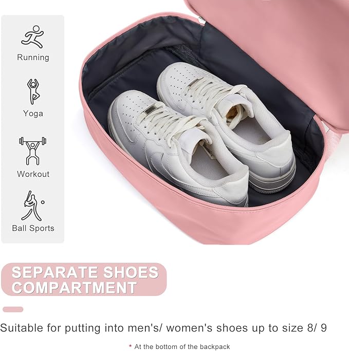 coofay Gym Backpack For Women Waterproof Sports Backpack With Shoe Compartment Lightweight Travel Backpacks Small Gym Bag Dance Volleyball Backpacks