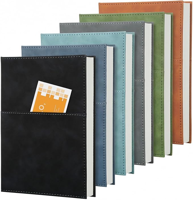 COMIX 6 Pack Lined Journals for Men Women, 240 Pages 5.6" x 8.3" Journaling Notebooks for Work & Note Taking, A5, College Ruled, Hardcover, Fits for Office School Home