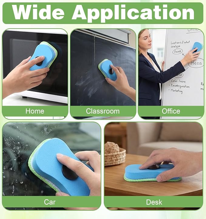2 Pcs Chalk Eraser for Chalkboard, Magnetic EVA Microfiber Chalk Eraser