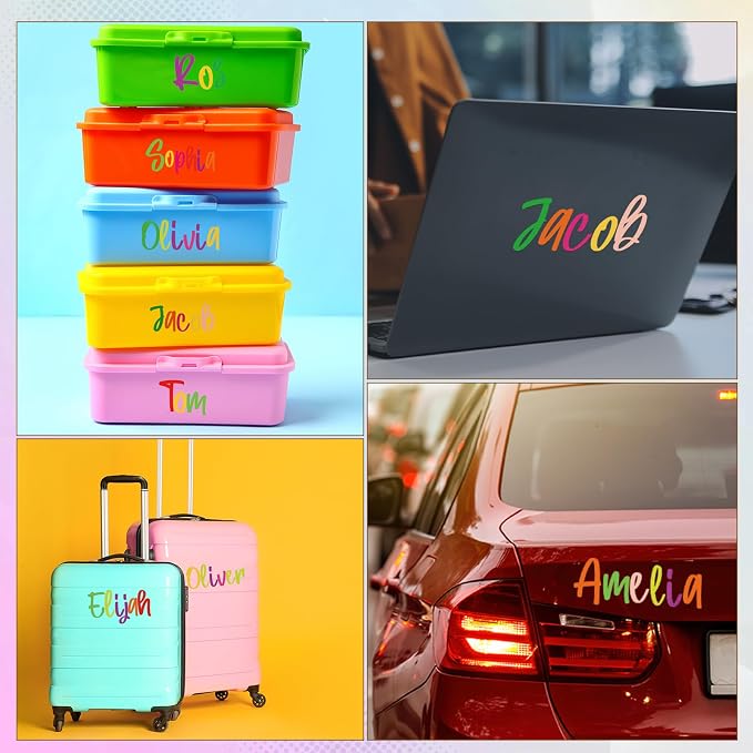 Humyoun UV DTF Cup Wrap Letter Stickers Vinyl Decals,Multicolor,6 Sheets | Personalized Name Stickers for Water Bottles Tumblers, Waterproof UV DTF Alphabet A-Z Stickers for 14-41oz Mugs DIY Craft