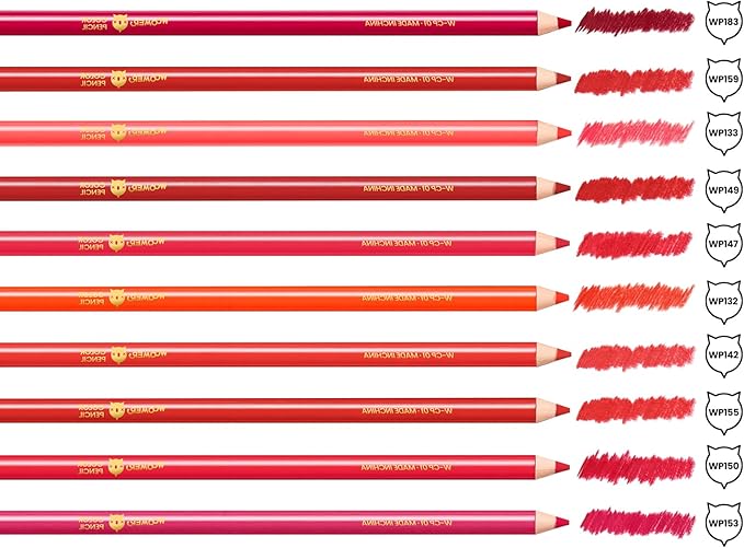 Woomer Colored Pencils: 10-Piece Red Colored Pencils with Paper 20 Professional Fine Grain Drawing Paper for Multi-Layer Blending Practice