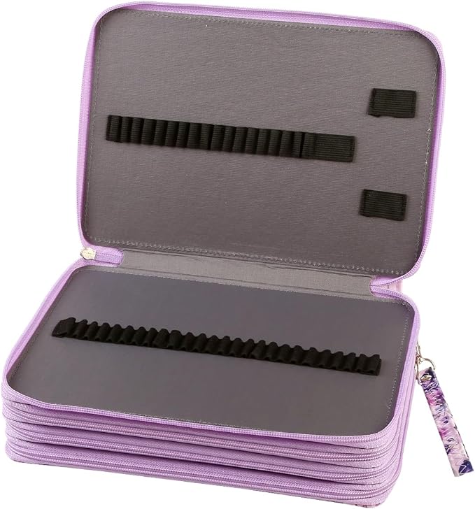 Portable Colored 200 Slots Pencil case Organizer with Printing Pattern for Watercolor Pens or Markers, Pencil Case Organizer for Artist