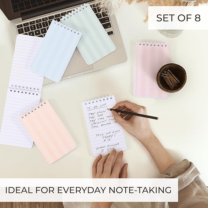 ZICOTO Aesthetic Pocket Notebooks Set Of 8 For Women - Small 3x5 Spiral Notepads With Lined Pages - The Perfect Little Mini Pads to Stay Organized and Boost Productivity at Work, School or as a Nurse