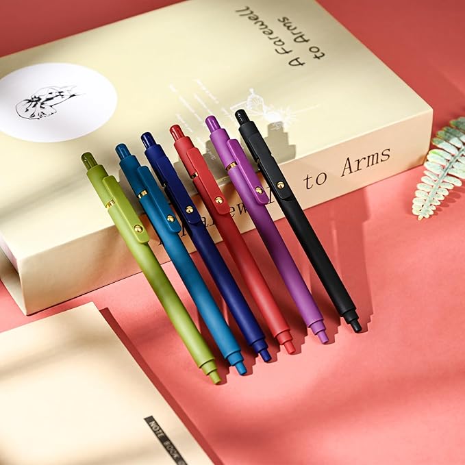 Gel Pens, 6 Pack 0.5mm Fine Point Pen Black Ink with 6 Refills, Quick Dry & No Smear, Smooth Writing Pens for Journaling, School, Aesthetic Office Supplies, Nurse Pens
