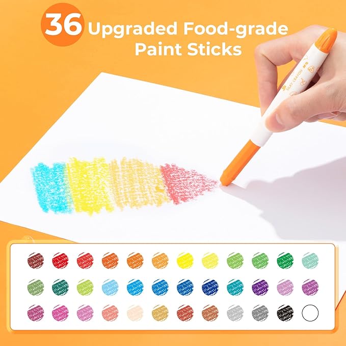 M&G 36 Colors Upgraded Food-grade Paint Sticks, Tempera paint sticks set, Washable paint, Non- Toxic, No Mess Quick Drying-Stocking Stuffers, Christmas Gift Idea for artists