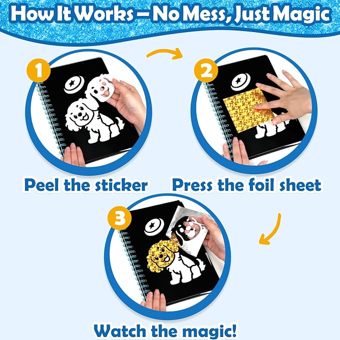 FUNNYB&G Mess-Free Foil Art Craft for Kids Ages 4-10, Kids Birthday Gift