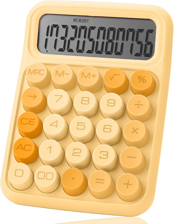 Mr. Pen- Mechanical Switch Calculator, 12 Digit Large LCD Display, Orange with Big Buttons, Mechanical Switch Calculator for Home, School, Office