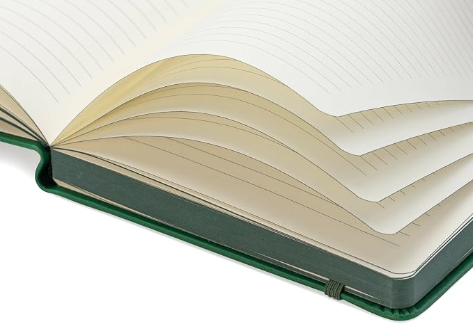 EVERLINEA 5.6” x 8.3” Embossed Tree A5 Hardcover Notebook, 240 Lined Pages, Forest Green