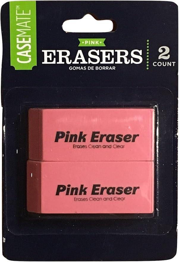 CASEMATE Smudge-Proof Pink Erasers 2 Count