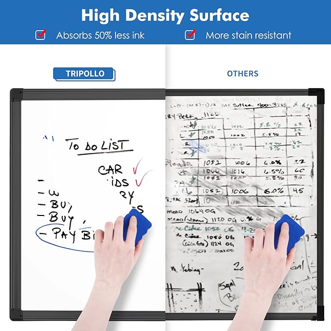 White Board Dry Erase, 24 x 18 inch Magnetic Dry Erase Board Whiteboard for Wall, Black Aluminum Frame Hanging Whiteboard Marker Board Writing Board for Home Classroom Office