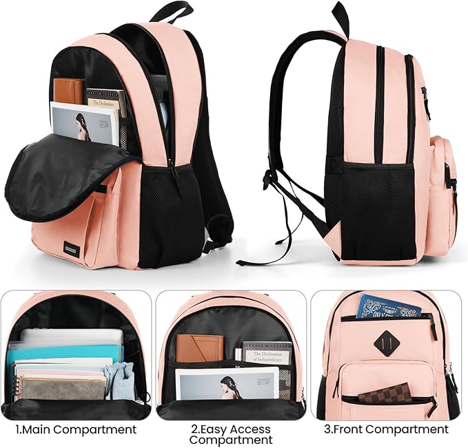 BIKROD Backpack for Girls Women, School Backpack for Teen Boys, Lightweight Casual High School Bookbag, Daily-use Travel Laptop Backpack Fits 15.6 Inch Notebook